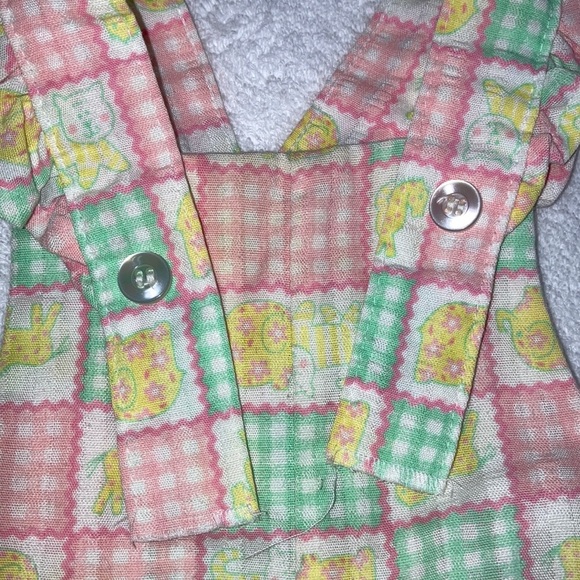 Vintage Healthtex patchwork print ruffle strap overalls 18m - Picture 6 of 7